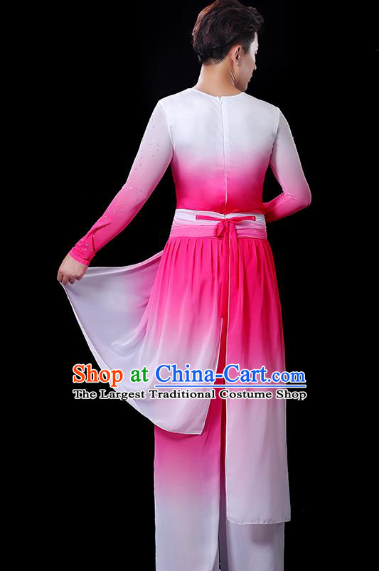 Top Male Folk Dance Clothing Stage Show Fashion Fan Dance Costume Yangko Dance Gradient White Pink Outfit