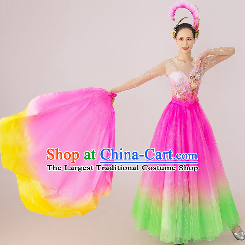 China Dancing Competition Pink Dress 2021 Spring Festival Gala Opening Dance Costume Lotus Dance Clothing