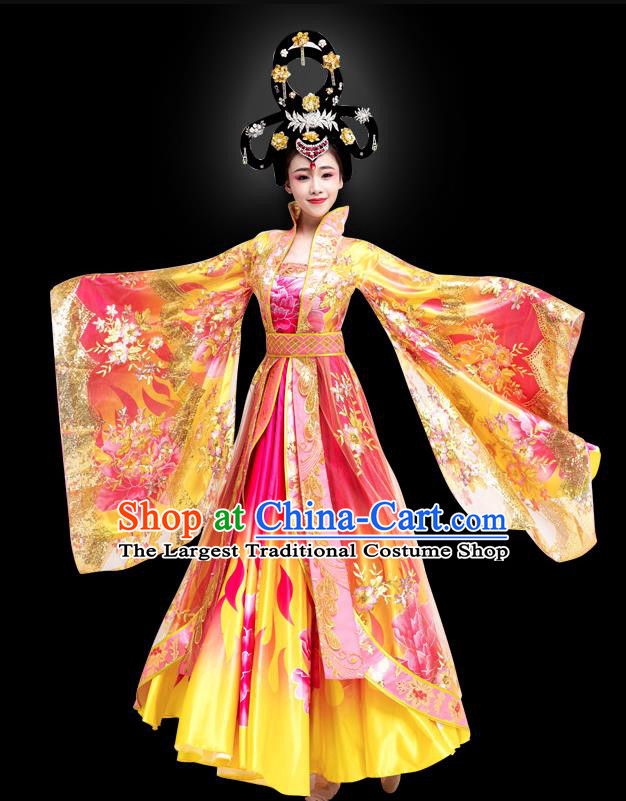 China Ancient Empress Clothing Woman Stage Show Costume Tang Dynasty Queen Wu Zetian Costume