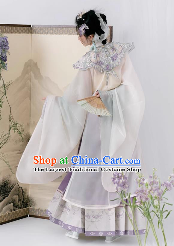 China Ming Dynasty Court Woman Costumes Ancient Noble Countess Embroidered Clothing Hanfu Dresses Complete Set