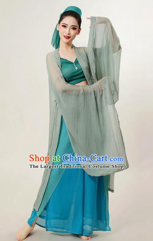 China Classical Dance Costume Legend of the White Snake Xiao Qing Fashion Fan Dance Green Outfit Woman Solo Dance Clothing