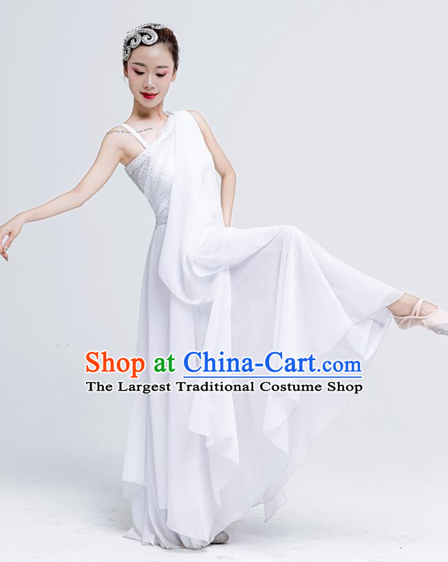 China Woman Solo Dance Clothing Dance Competition Costume Ballet Dance Fashion Modern Dance White Dress