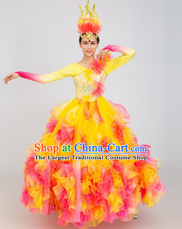 Top Modern Dance Dress Women Group Dance Clothing Opening Dance Costume Flowers Dance Fashion