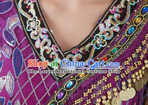 Top Women Group Show Clothing Indian Dance Purple Outfit Belly Dance Fashion Oriental Dance Costume