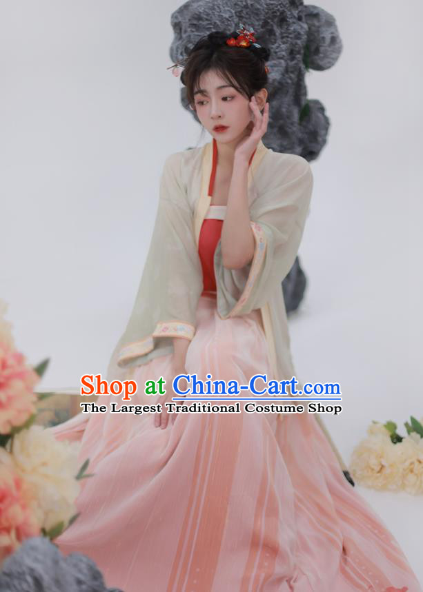 China Traditional Female Hanfu Dress Ancient Young Lady Costumes Song Dynasty Embroidered Clothing Complete Set