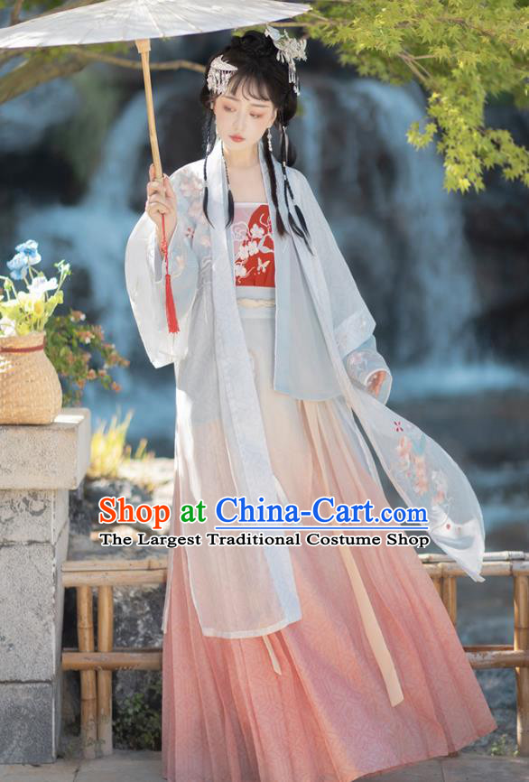 China Ancient Young Woman Garment Costumes Hanfu Clothing Song Dynasty Princess Dresses