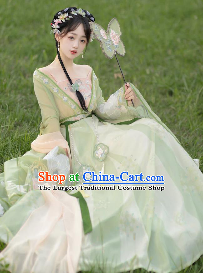 China Hanfu Ruqun Clothing Southern and Northern Dynasties Princess Green Dresses Ancient Fairy Garment Costumes