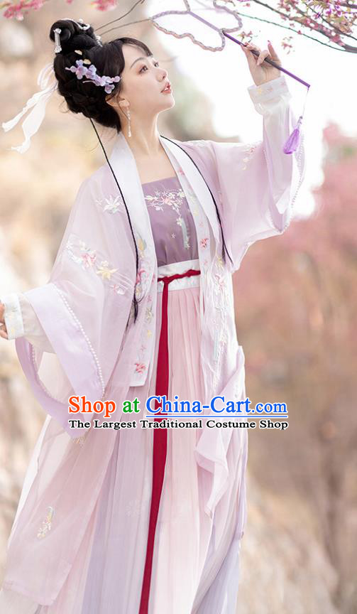 China Ming Dynasty Princess Purple Dresses Ancient Noble Lady Garment Costumes Hanfu Embroidered Clothing