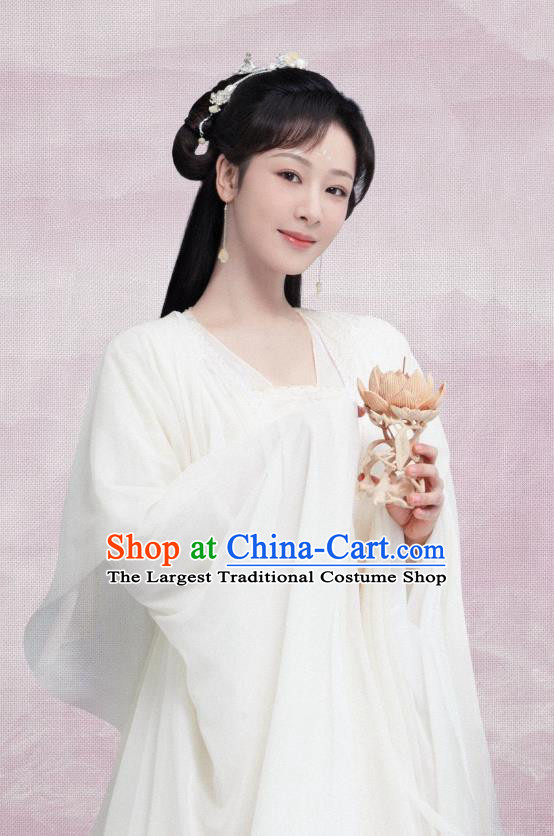 China TV Series Fairy Clothing Drama Immortal Samsara Yan Dan White Dresses Ancient Goddess Costumes