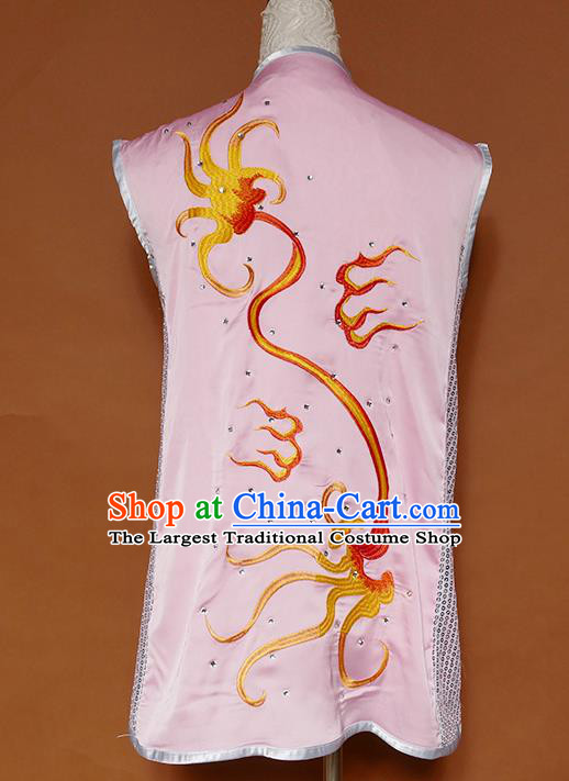 Chinese Kongfu Performance Pink Outfit Nan Quan Competition Clothing Wushu Tournament Uniform