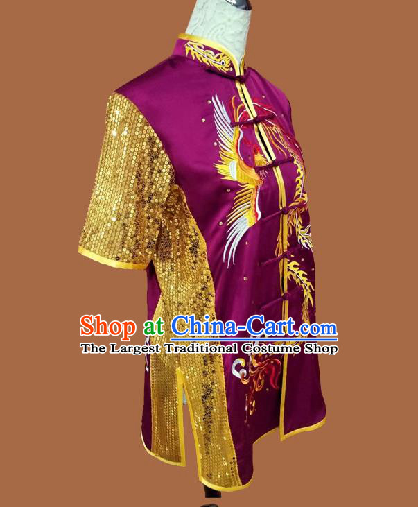 Chinese Wushu Tournament Uniform Kongfu Performance Purple Outfit Chang Quan Competition Clothing