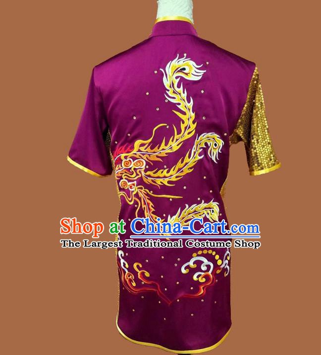 Chinese Wushu Tournament Uniform Kongfu Performance Purple Outfit Chang Quan Competition Clothing