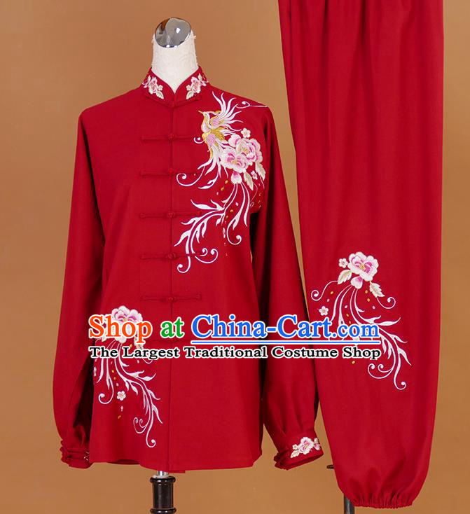 Chinese Wushu Competition Clothes Female Tai Chi Red Suit Martial Arts Clothing Taiji Quan Training Uniform