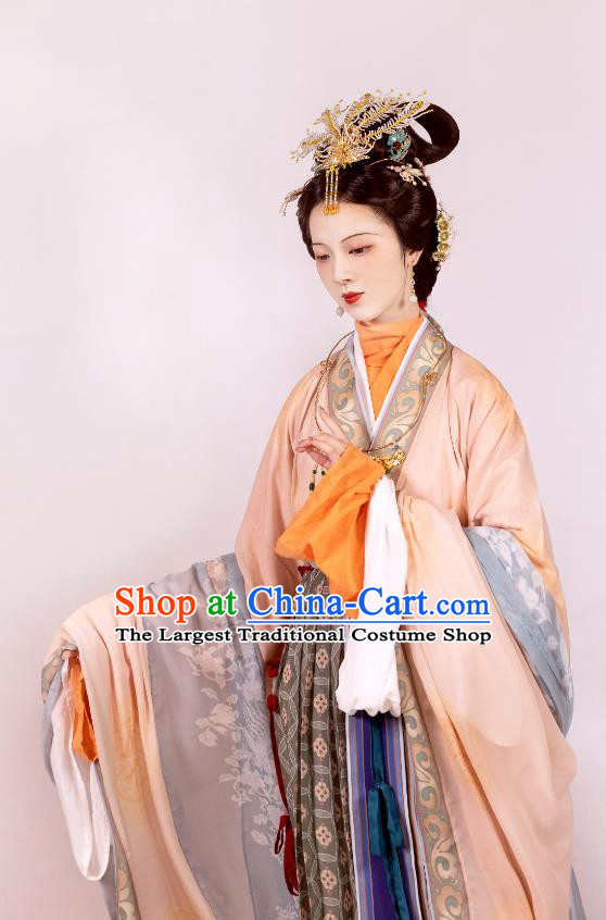 Chinese Song Dynasty Empress Dresses Traditional Hanfu Ancient Court Woman Garment Costumes Complete Set
