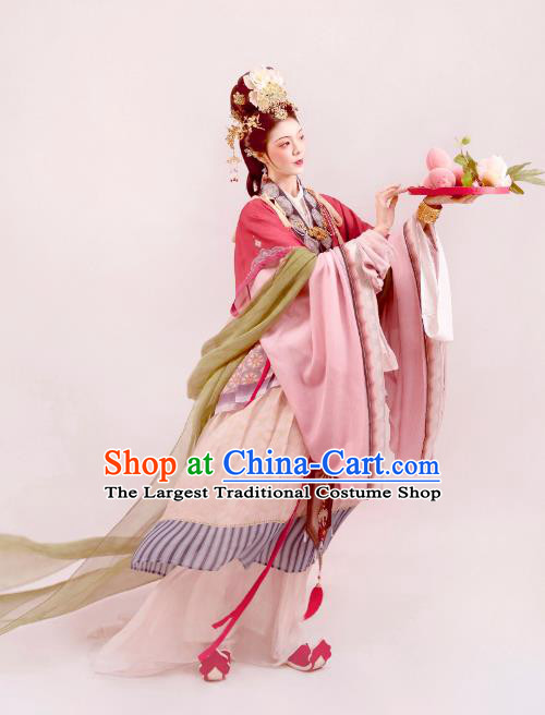 China Song Dynasty Court Woman Garment Costumes Traditional Hanfu Ancient Palace Beauty Clothing Complete Set