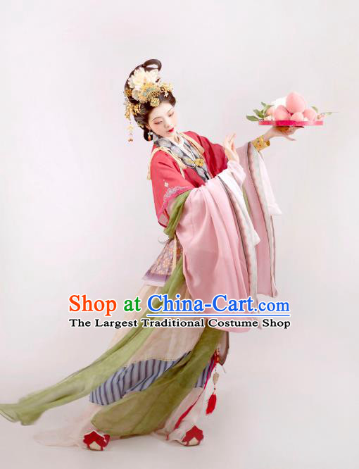 China Song Dynasty Court Woman Garment Costumes Traditional Hanfu Ancient Palace Beauty Clothing Complete Set