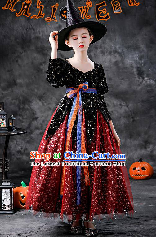 Halloween Cosplay Witch Fashion Kid Performance Dress Children Day Clothing Girl Stage Show Costume