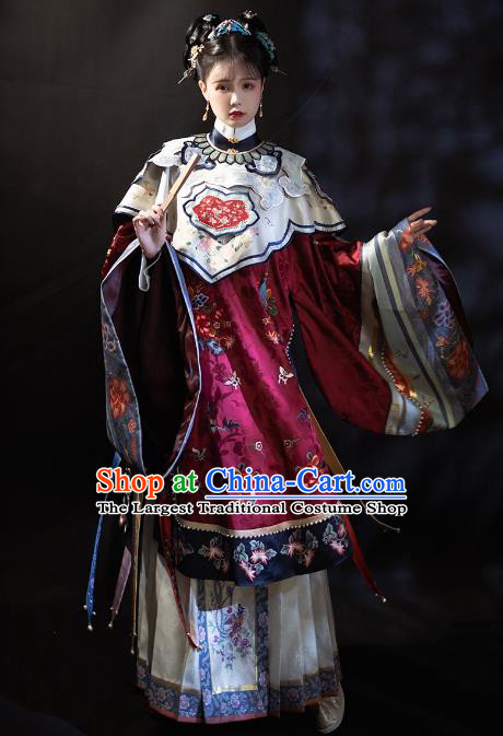 Chinese Palace Female Hanfu Dresses Ancient Empress Clothing Qing Dynasty Court Woman Embroidered Costumes