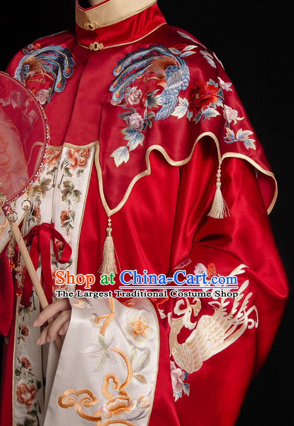 China Ming Dynasty Empress Embroidered Costumes Traditional Hanfu Woman Wedding Dresses Ancient Bride Clothing