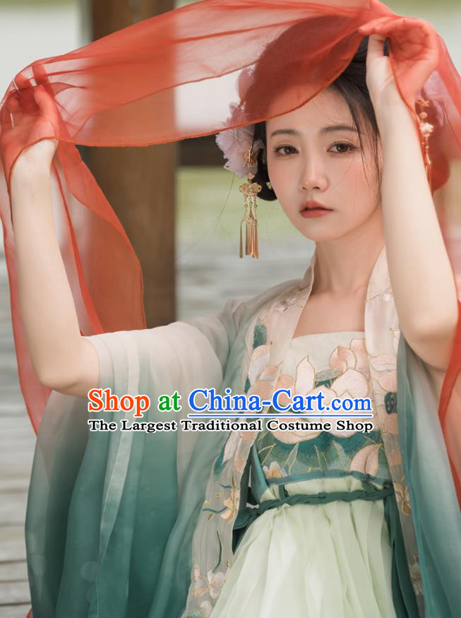 China Traditional Ruqun Green Hanfu Dress Ancient Fairy Costumes Tang Dynasty Imperial Consort Clothing