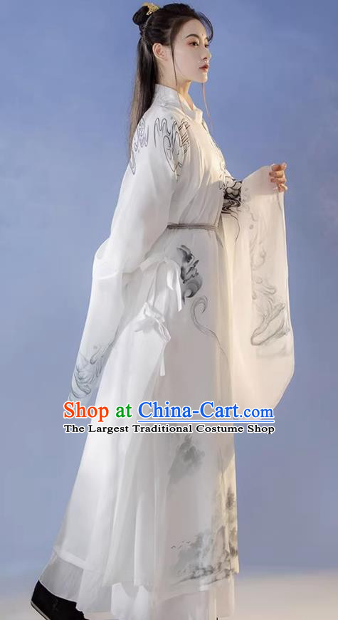 China Ancient Swordsman Costumes Ming Dynasty Prince Clothing Traditional Hanfu Round Collar Robe