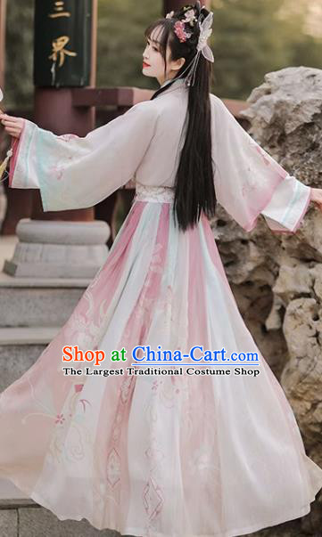 China Traditional Woman Pink Hanfu Dress Ancient Young Lady Costumes Jin Dynasty Prince Clothing