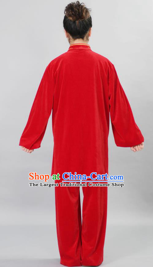 Chinese Taiji Chuan Clothes Female Kung Fu Red Velvet Suit Martial Arts Clothing Winter Tai Chi Training Uniform