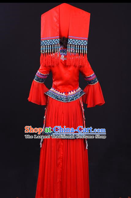 Zhuang Red Costume Hostess Costume Solo Performance Costume Big Swing Skirt Female Suit
