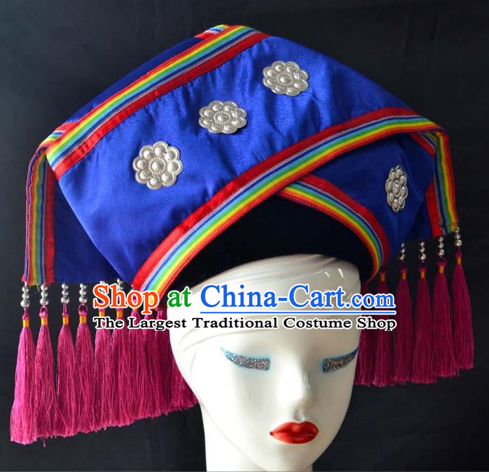 Guangxi Women Adult Minority Performance Hat Zhuang Nationality Folk Song Advanced Embroidery Handmade Headwear