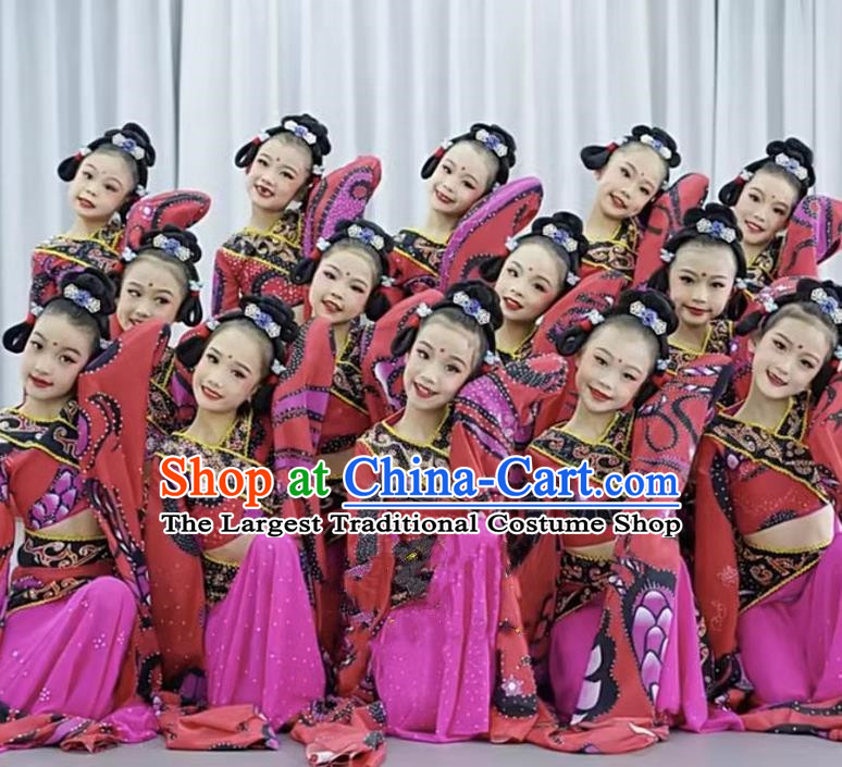 Han And Tang Dance Chu You Performance Costumes Children Chinese Style Classical National Red Water Sleeves Children Performance Costumes