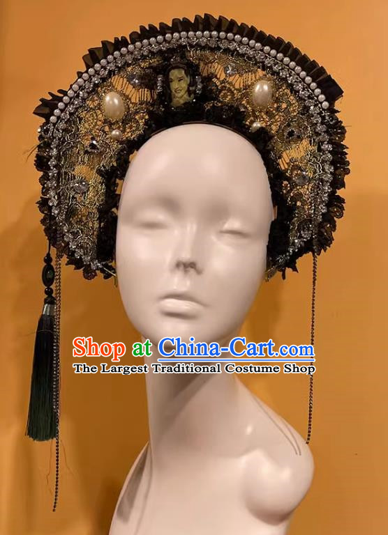 Our Lady's Crown Halo Headdress Exaggerated Design Catwalk Makeup Modeling Pearl Decoration