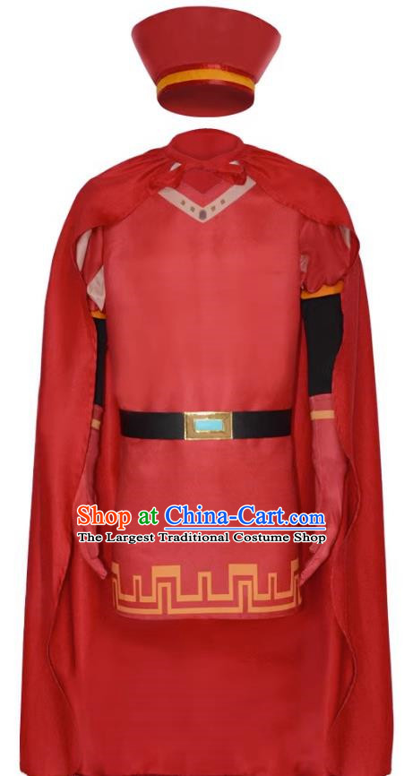 Red Classical King Costume Halloween Adult Cosplay Fairy Tale King Prince Cloak Hooded Props Costume