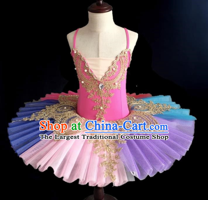 Children Little Swan Dance Sling Ballet Skirt Swan Lake Tutu Skirt Children Professional Ballet Colorful Skirt