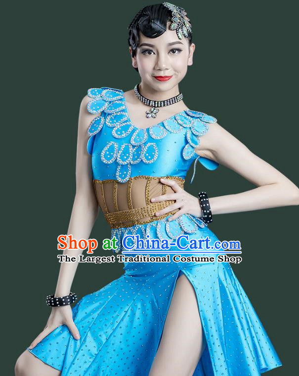Latin Dance Competition Flower Costume With Diamond Performance Costume Professional Adult Senior Costume
