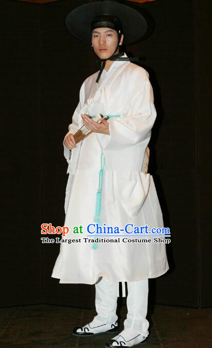 Korean Traditional Wedding Clothing Groom Fashion White Hanbok Prince Costume