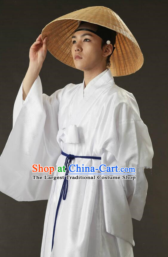 Korean Ancient Prince Costume Traditional Male Clothing Groom Fashion White Hanbok