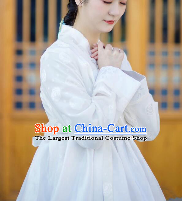 Korean Female Hanbok Traditional Court Princess Costume Bride White Fashion