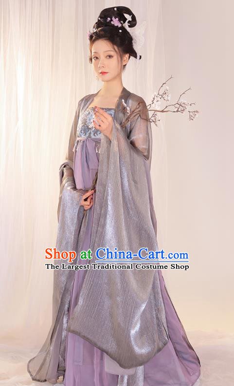 Chinese Tang Dynasty Empress Costumes Traditional Hanfu Woman Ruquan Ancient Goddess Purple Dresses