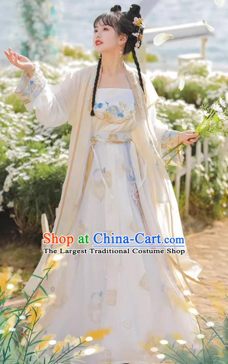 Chinese Ancient Young Lady Clothing Song Dynasty Garment Costumes Traditional Apricot Hanfu Dress