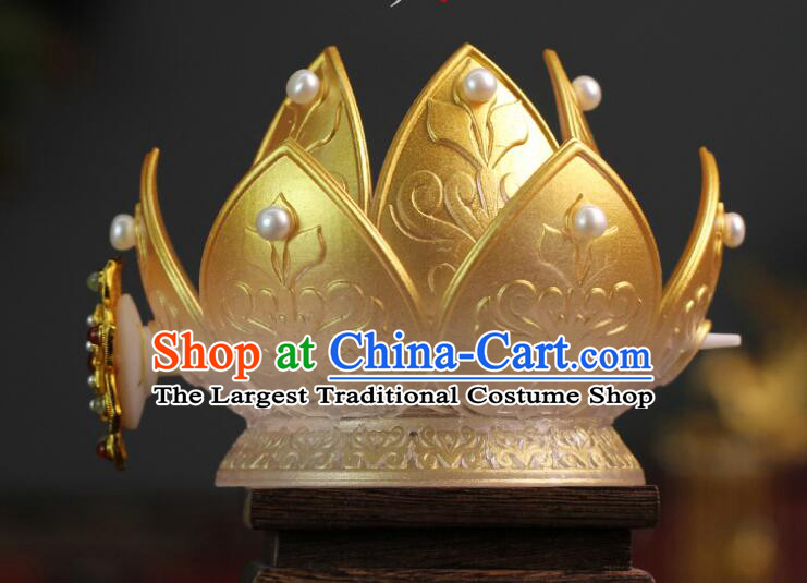 Chinese Song Dynasty Court Empress Headdress Handmade Hanfu Woman Hair Jewelries Ancient Goddess Lotus Crown