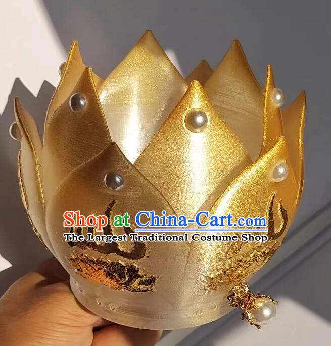 Chinese Handmade Song Dynasty Headdress Hanfu Hair Jewelries Ancient Empress Golden Lotus Crown