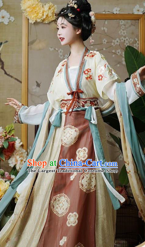 China Traditional Young Lady Hanfu Dress Tang Dynasty Princess Garment Costumes Ancient Woman Clothing