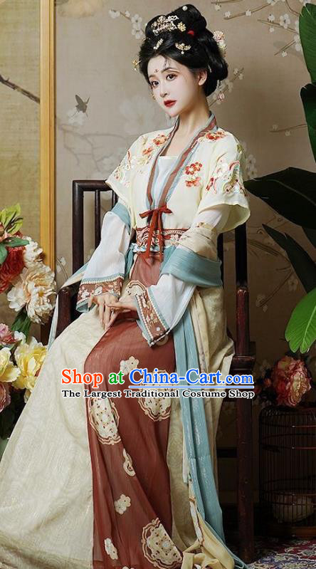 China Traditional Young Lady Hanfu Dress Tang Dynasty Princess Garment Costumes Ancient Woman Clothing