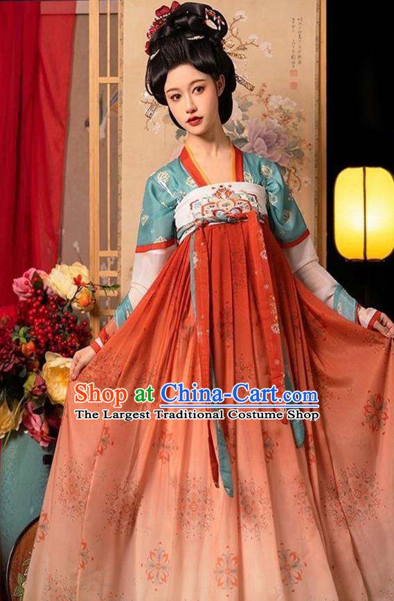 China Tang Dynasty Empress Garment Costumes Ancient Imperial Consort Clothing Traditional Court Woman Red Hanfu Dress