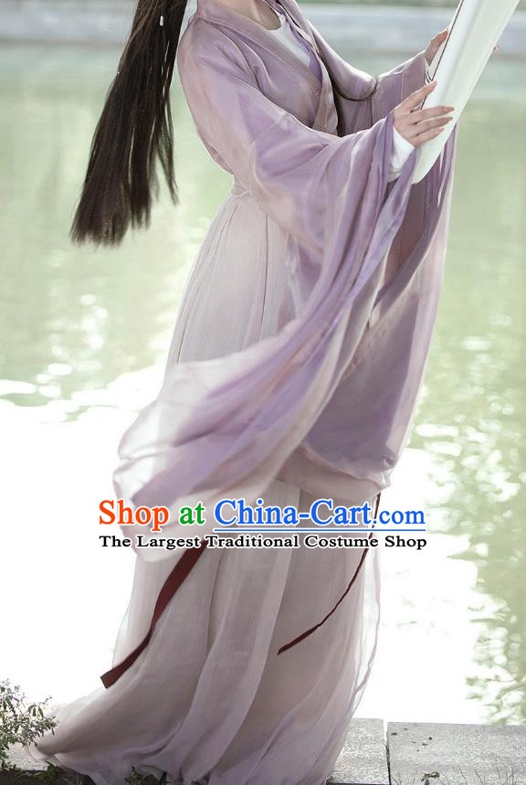 China Southern and Northern Dynasties Princess Garment Costumes Ancient Fairy Clothing Traditional Lilac Hanfu Dress