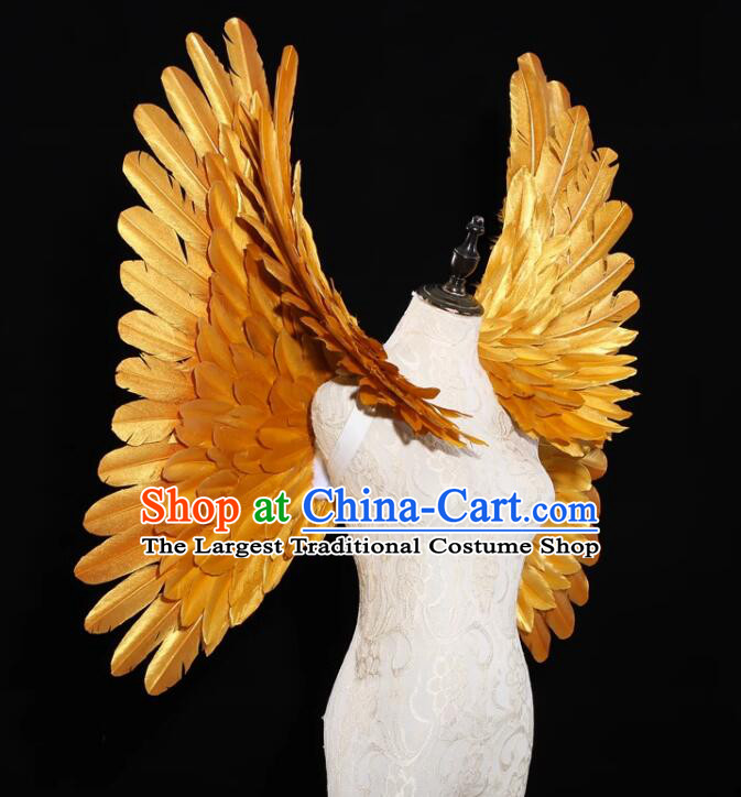 Top Model Stage Catwalks Props Brazilian Carnival Angel Wings Show Golden Feather Wings