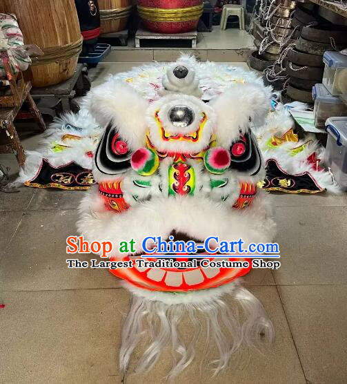 Handmade White Wool Fut San Lion Head and Body Costume China New Year Parade World Competition Lion Dance Costume Set
