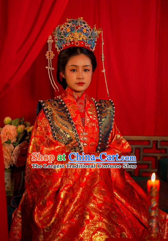 China Traditional Wedding Dress Ancient Chinese Bride Costumes Song Dynasty Empress Xia Pei Clothing