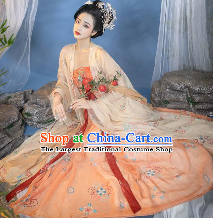 China Ancient Noble Woman Costume Tang Dynasty Imperial Concubine Dress Traditional Hanfu Ruqun Clothing