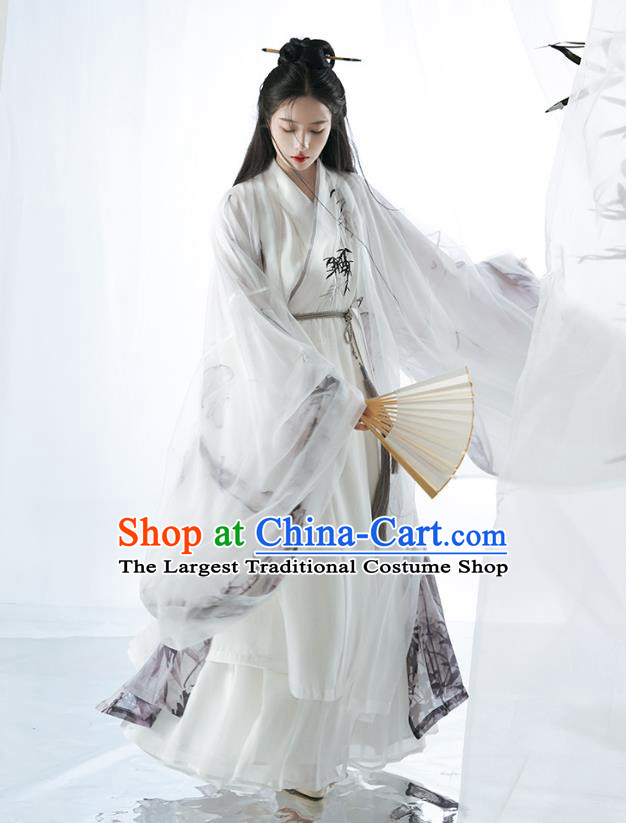 China Ancient Swordsman Clothing Wei Jin Dynasty Young Childe Costumes Traditional Ink Painting Bamboo Hanfu for Women for Men